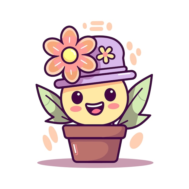 Vector cute mascot for florist flower