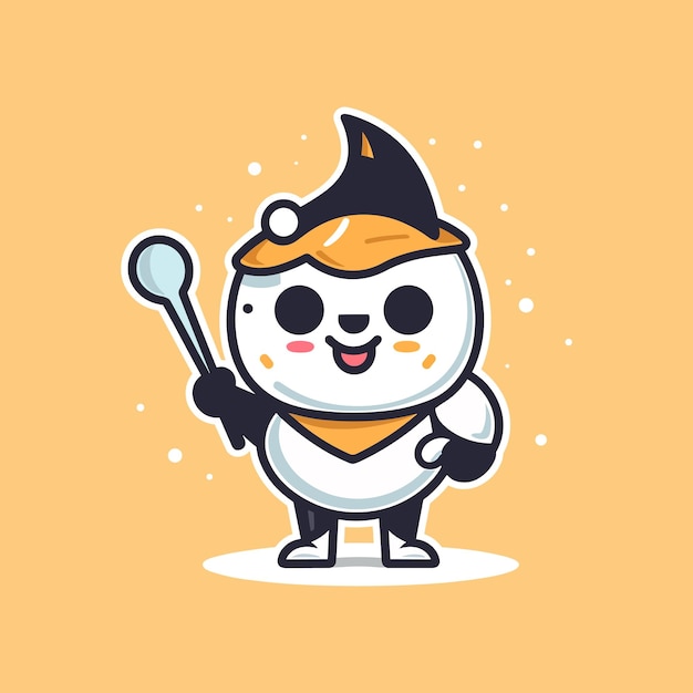 Cute mascot ice cream logo illustration