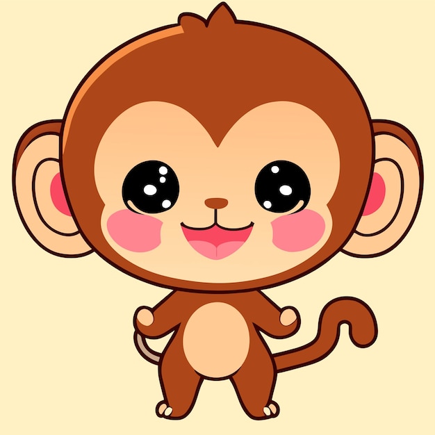 Cute mascot monkey hand drawn cartoon sticker icon concept isolated illustration
