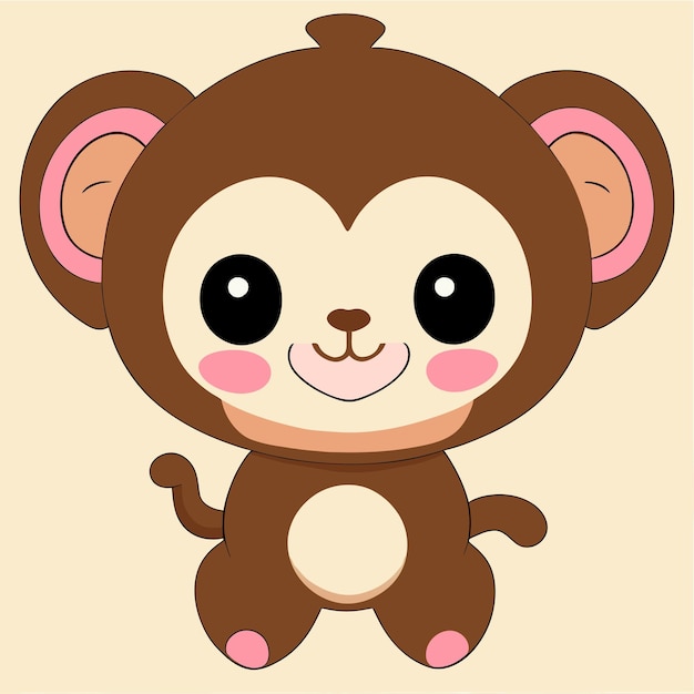 Cute mascot monkey hand drawn cartoon sticker icon concept isolated illustration