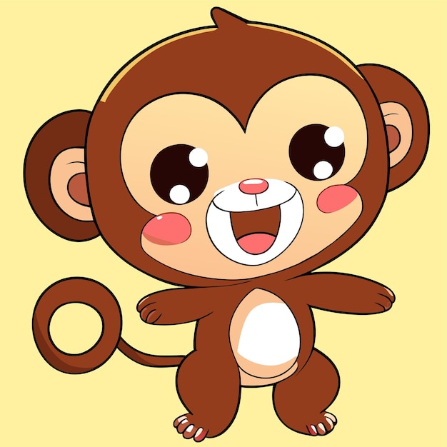 Cute mascot monkey hand drawn cartoon sticker icon concept isolated illustration