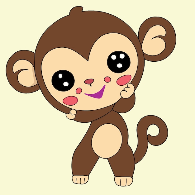 Vector cute mascot monkey hand drawn cartoon sticker icon concept isolated illustration