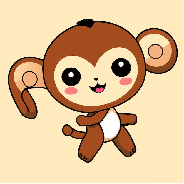 Cute mascot monkey hand drawn cartoon sticker icon concept isolated illustration