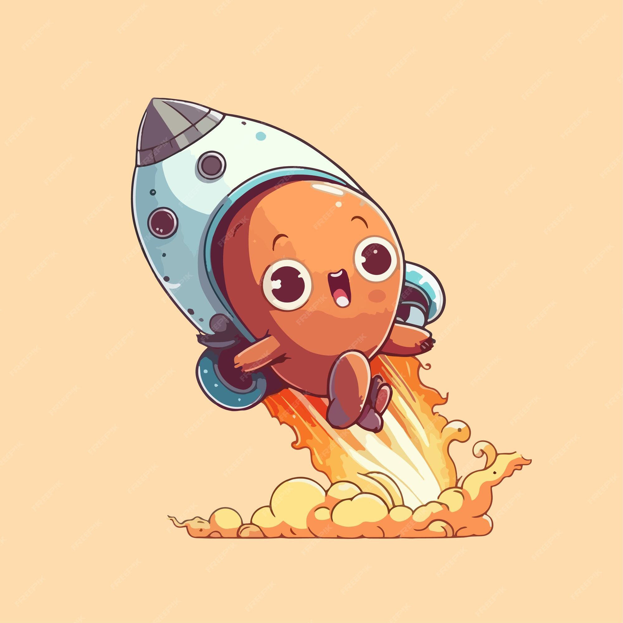 Premium Vector  Cute mascot for octopus shaped flying rocket that