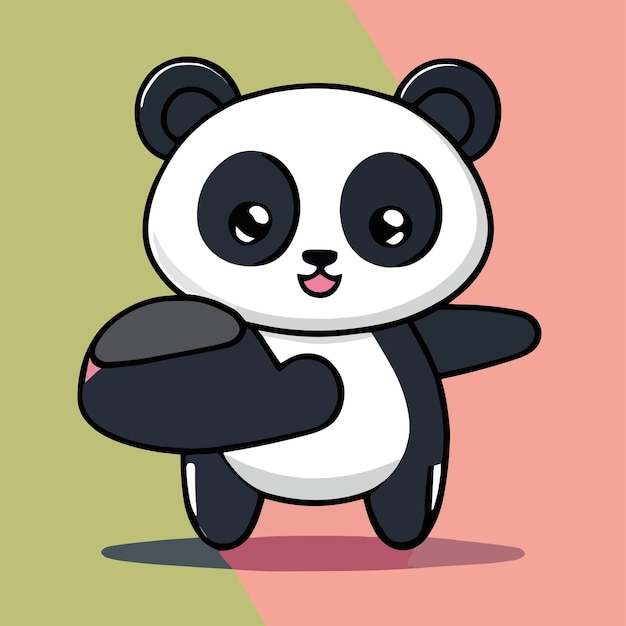 Cute mascot for a panda flat cartoon vector design for cute animals Suitable for birthday design