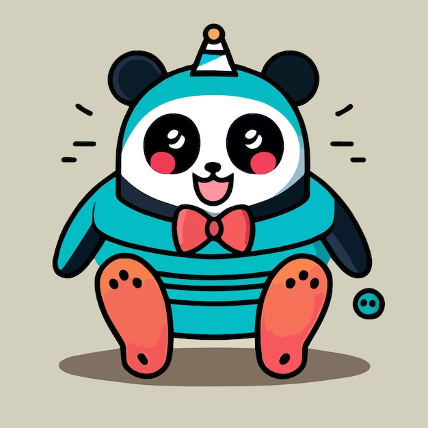 Cute mascot for a panda flat cartoon vector design for cute animals Suitable for birthday design