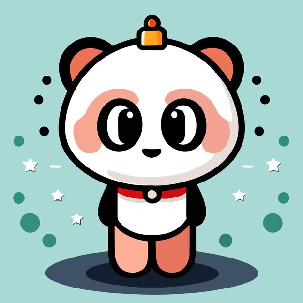 Cute mascot for a panda flat cartoon vector design for cute animals Suitable for birthday design