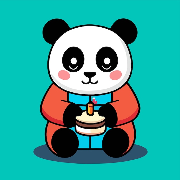Cute mascot for a panda flat cartoon vector design for cute animals Suitable for birthday design