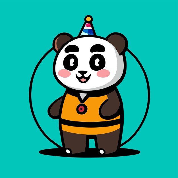 Cute mascot for a panda flat cartoon vector design for cute animals Suitable for birthday design