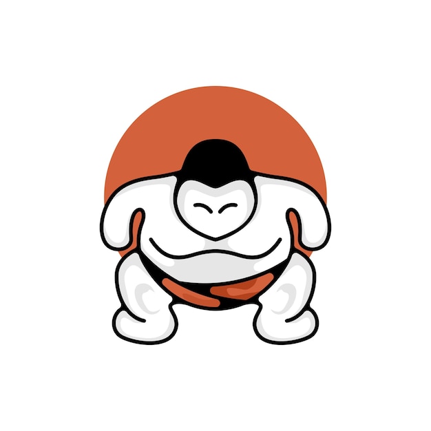 かわいいマスコット相撲ロゴデザインテンプレート