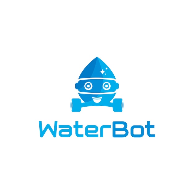 cute mascot water drop robotic vector cartoon character logo design template