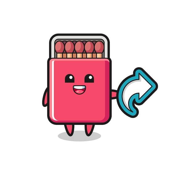 Cute matches box hold social media share symbol cute design