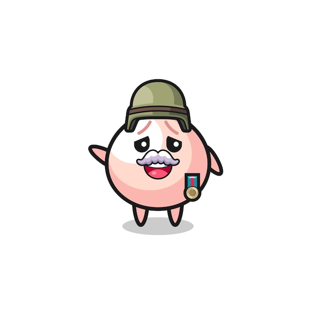 Cute meatbun as veteran cartoon , cute design