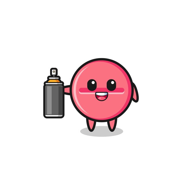 The cute medicine tablet as a graffiti bomber  cute design