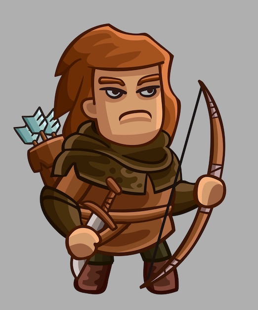 Cute medieval character archer