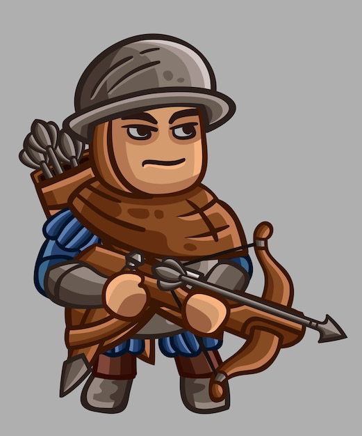 Cute medieval character with crossbow