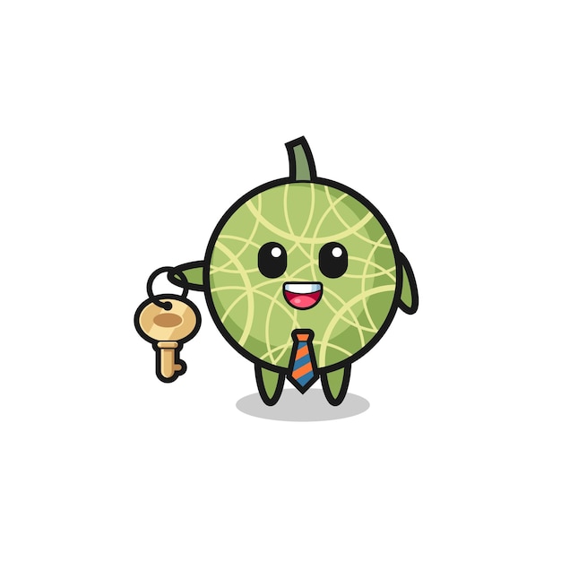 Cute melon as a real estate agent mascot cute design