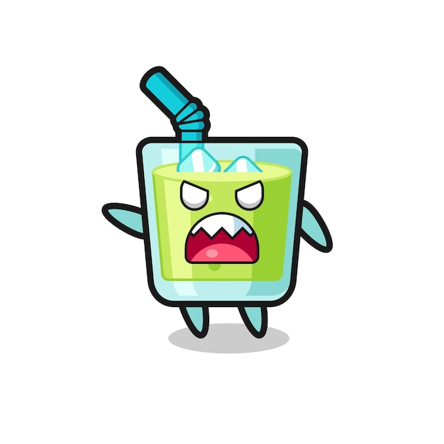 Cute melon juice cartoon in a very angry pose , cute style design for t shirt, sticker, logo element