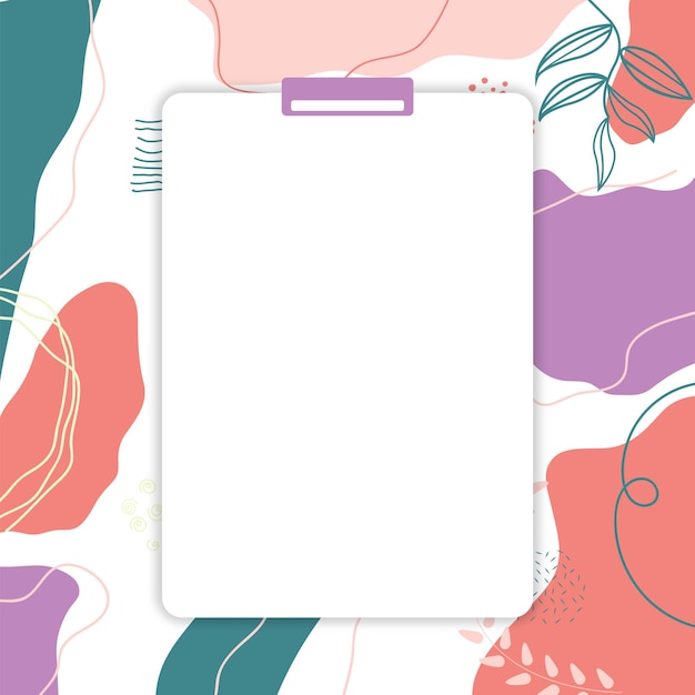 cute memo blank notepaper notebook template on abstract organic shape background