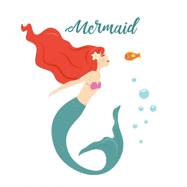 Cute mermaid cartoon character