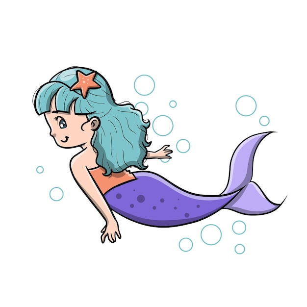 Cute Mermaid Cartoon Character