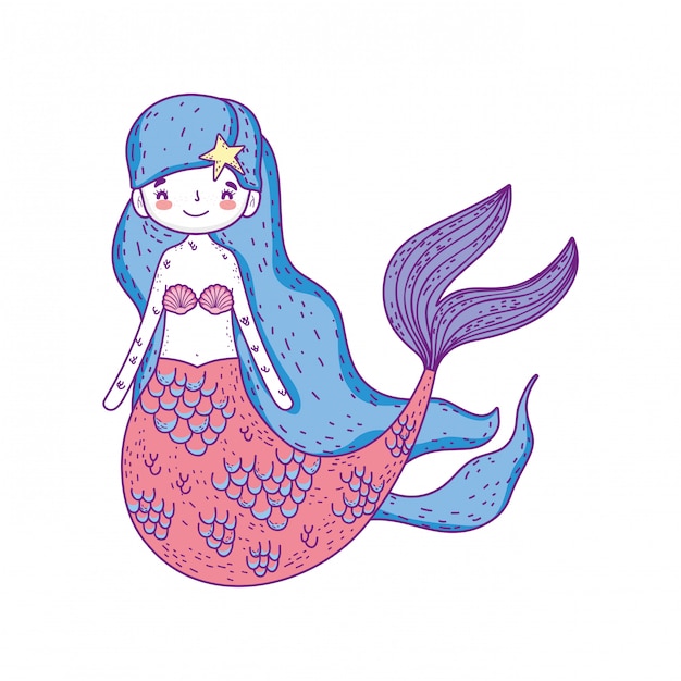 Vector cute mermaid fairy tales