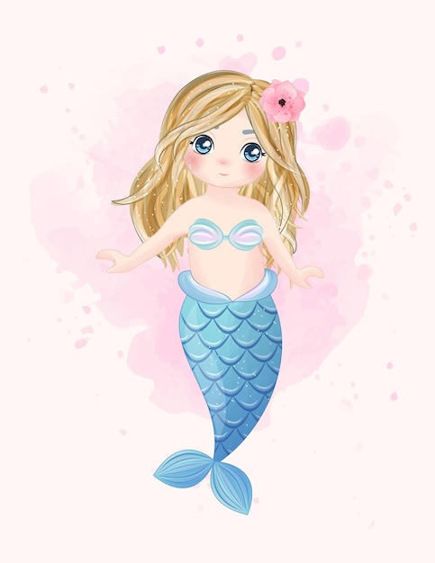 Vector cute mermaid