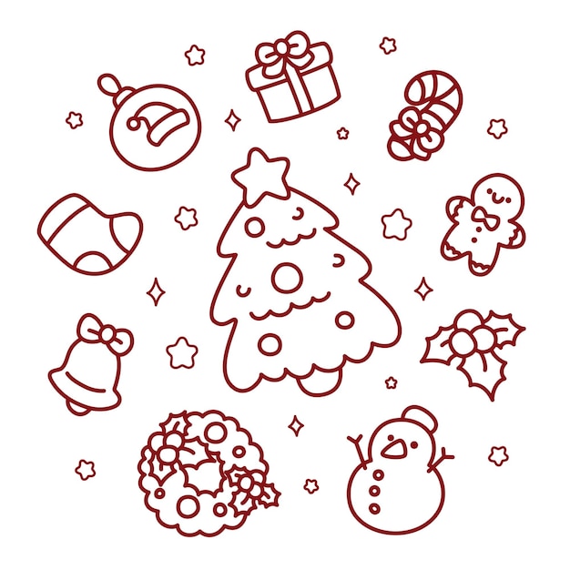 Vector cute merry christmas coloring page