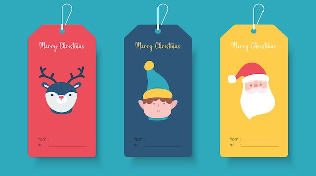 Cute Merry Christmas Gift Tag Template. Christmas Tag Banner Template