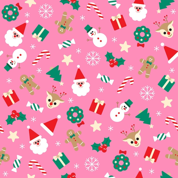 cute merry christmas holly star gift box snowflake gingerbread man christmas bell confetti memphis
