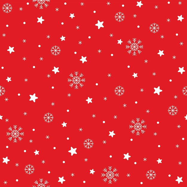 귀여운 메리 크리스마스 스타 눈 눈송이 색종이 요소 Ditsy 빨간색 원활한 패턴 배경