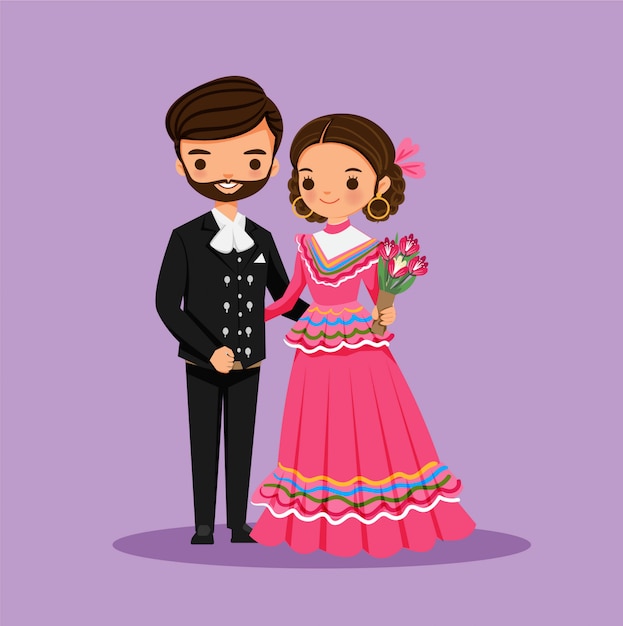 Cute mexican couple for fiesta party