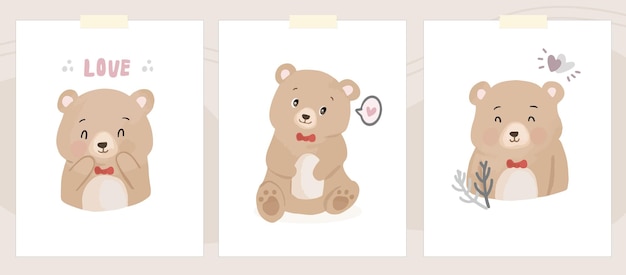 Cute milestone card of baby bear animal cartoon illustration nursery