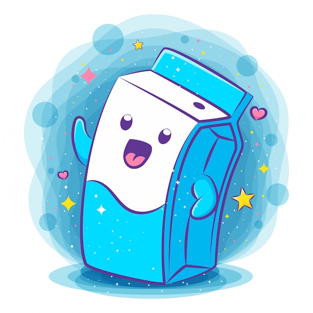 Vector cute milk box kawaii character