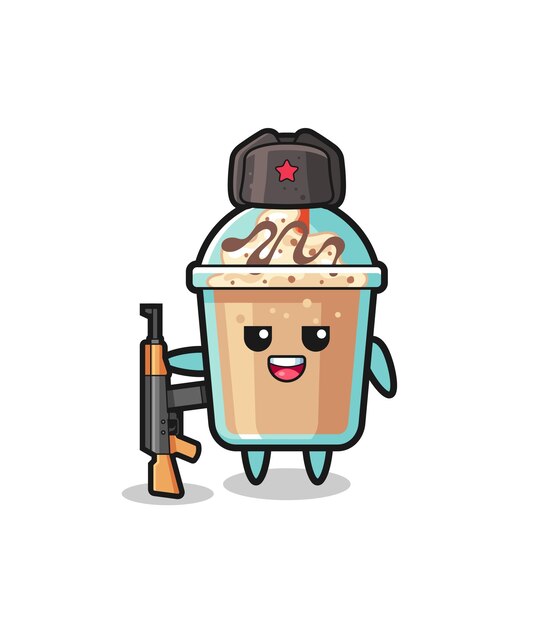 Cute milkshake cartoon as russian army