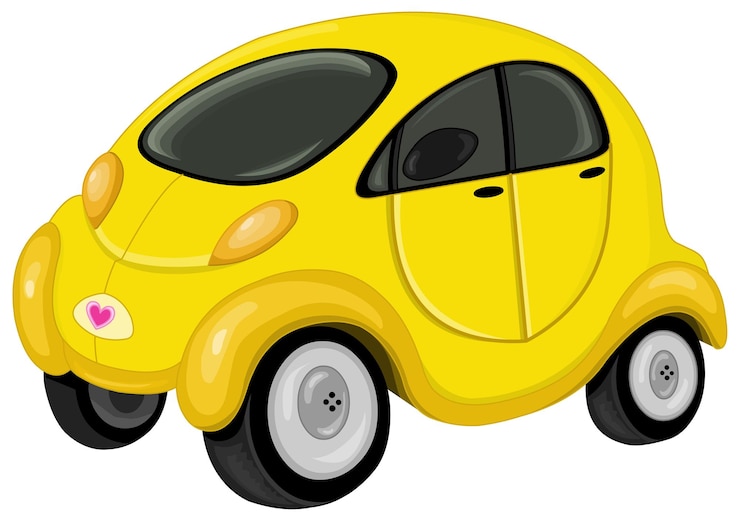 Vector cute mini yellow car