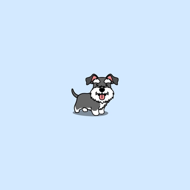 Simpatico cartone animato cucciolo di schnauzer nano, illustrazione vettoriale