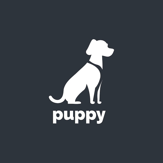 Cute minimal dog head logo template pet logo puppy icon isolato animale logo template