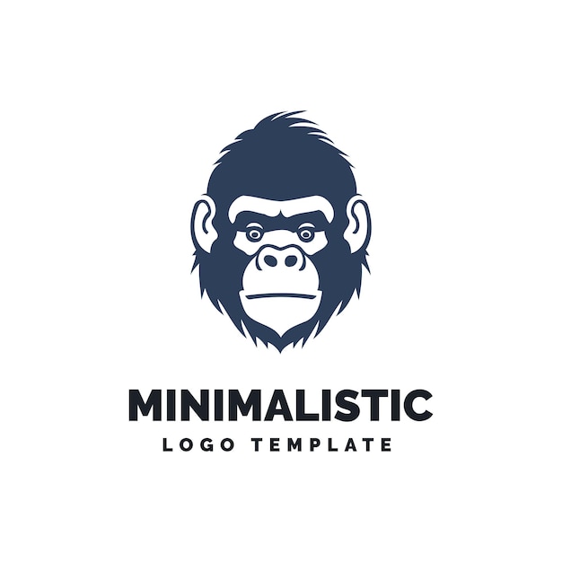 Vector cute minimal gorilla head logo template monkey logo icon isolated gorilla head