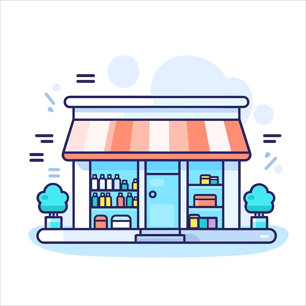 Cute minimalistic pharmacy building vector