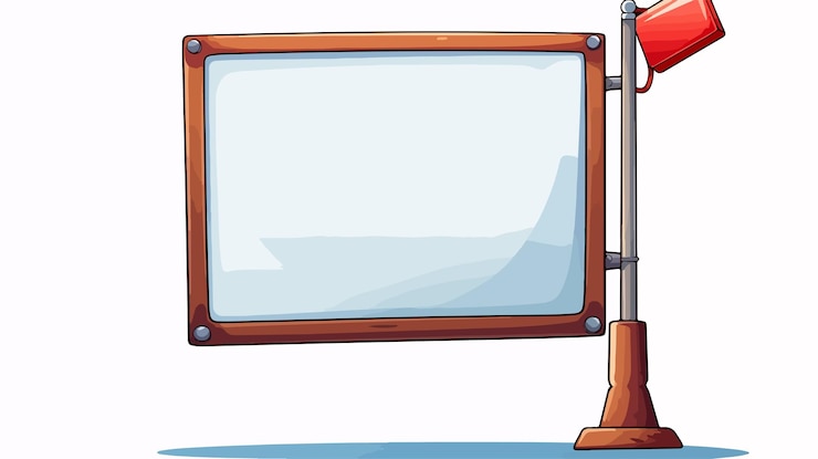 Vector cute mobile phone mascot character holding a sign post