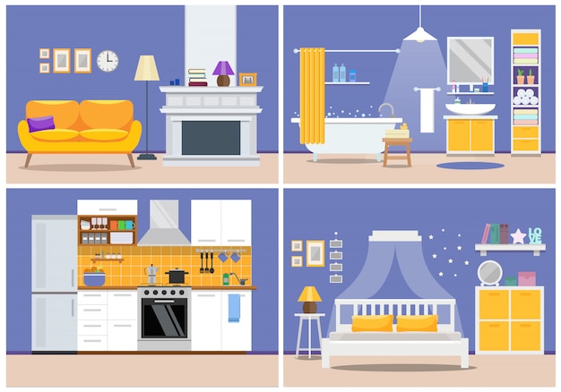 Vector cute modern apartment interior