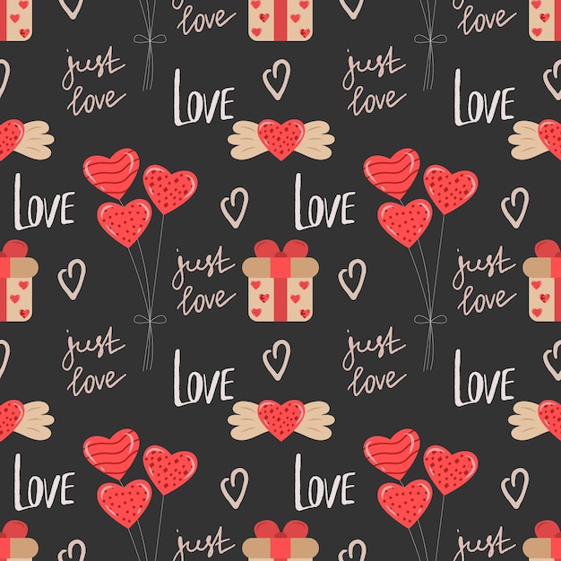 Cute modern seamless pattern for Valentine's Day Vector illustration