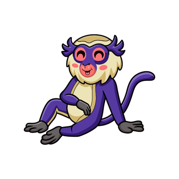 Vector cute mona monkey cartoon sitting