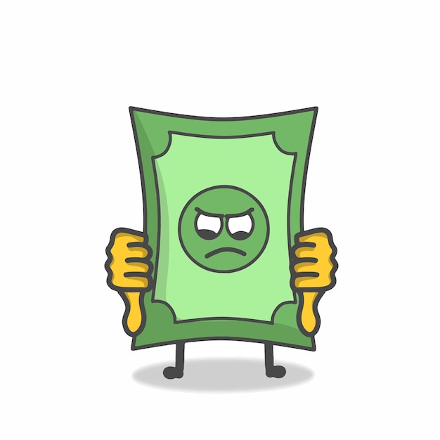 Cute Money Character Flat Cartoon Emoticon Vector Template Design Illustration