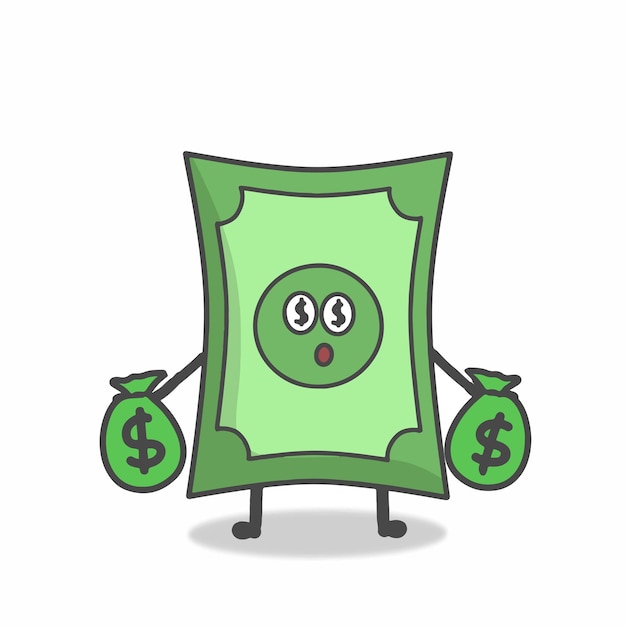 Cute Money Character Flat Cartoon Emoticon Vector Template Design Illustration