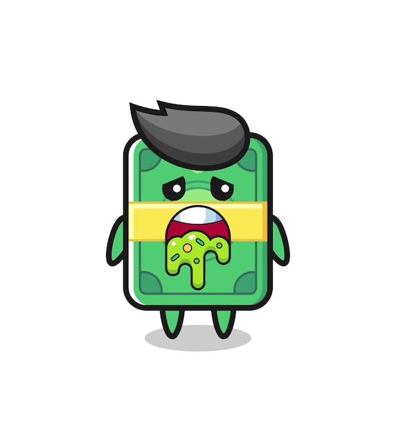 The cute money character with puke , cute style design for t shirt, sticker, logo element