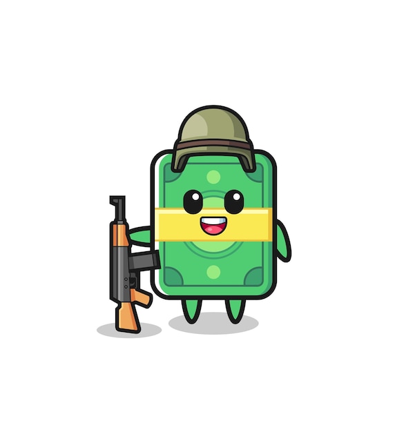 Cute money mascot as a soldier  cute design