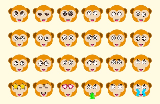 Vector cute mongkey emoticon collection