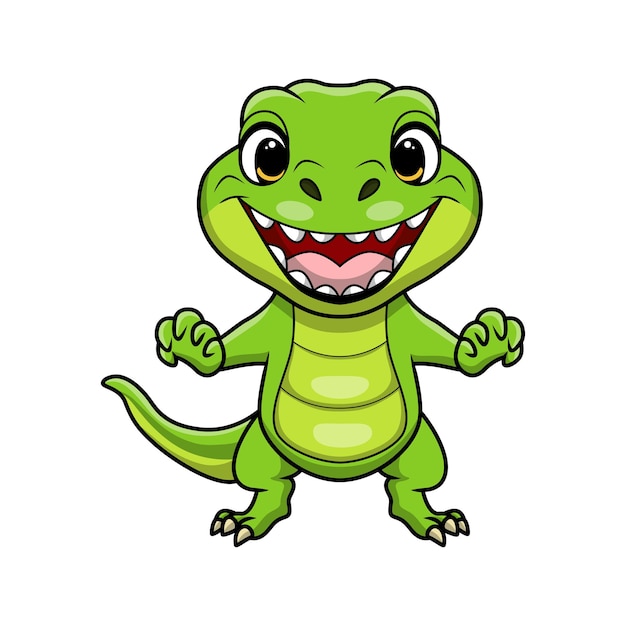 Vector cute monitor lizard cartoon on white background